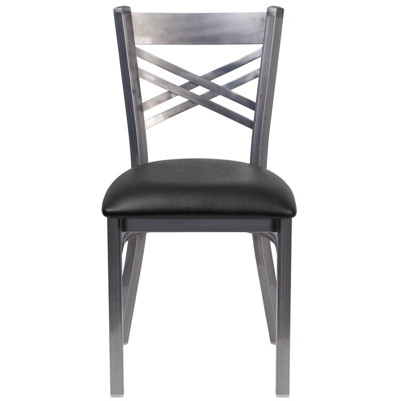 Flash Furniture X Back Metal Chair - Black Vinyl Seat