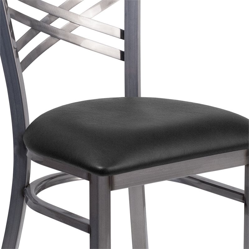 Flash Furniture X Back Metal Chair - Black Vinyl Seat