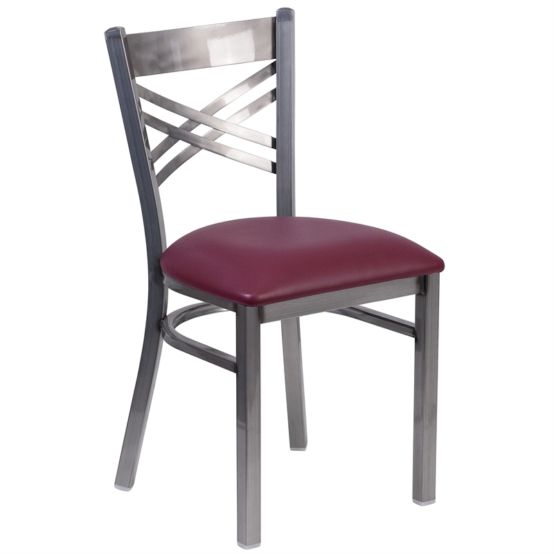 Flash Furniture X Back Metal Chair - Burgundy Vinyl Seat