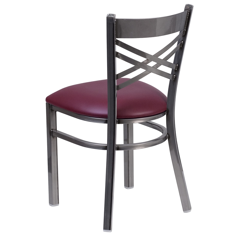 Flash Furniture X Back Metal Chair - Burgundy Vinyl Seat