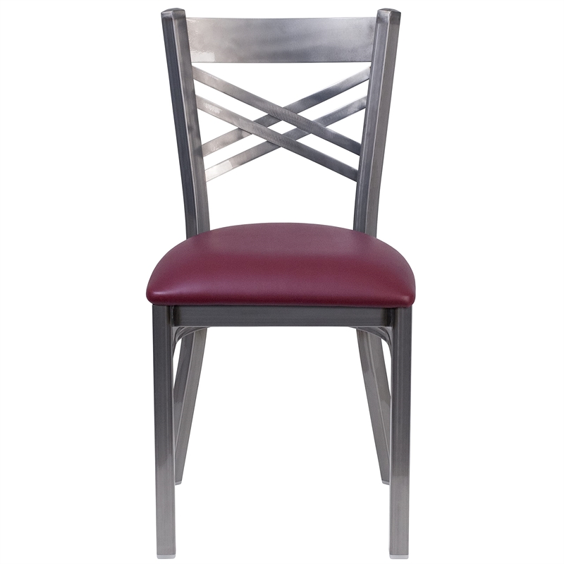 Flash Furniture X Back Metal Chair - Burgundy Vinyl Seat