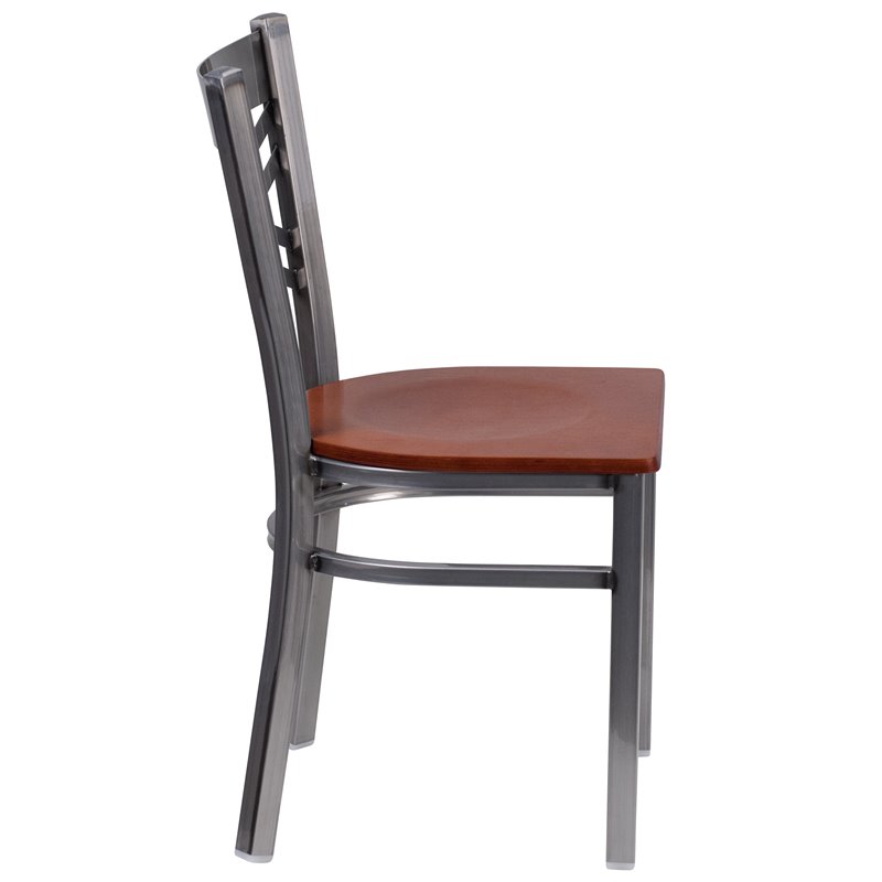 Flash Furniture X Back Metal Chair - Cherry Wood Seat