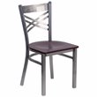 Flash Furniture X Back Metal Chair - Mahogany Wood Seat