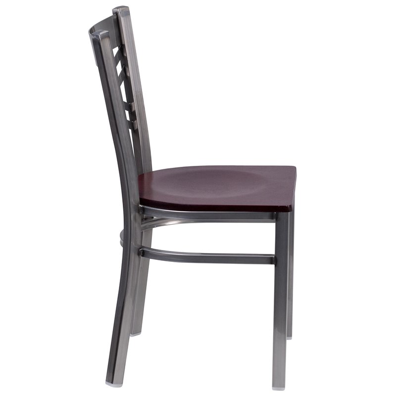 Flash Furniture X Back Metal Chair - Mahogany Wood Seat