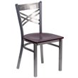 Flash Furniture X Back Metal Chair - Mahogany Wood Seat