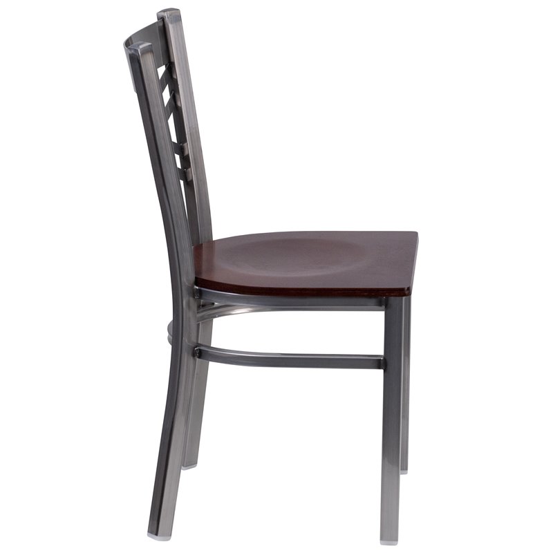 Flash Furniture X Back Metal Chair - Walnut Wood Seat