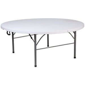 flash furniture contemporary plastic bi-fold table in granite white with carry strap