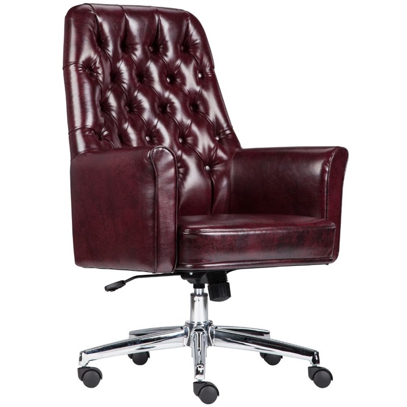 Flash Furniture Leather Mid Back Swivel Office Chair In Burgundy Flash Furniture Leather Mid Back Swivel Office Chair In Burgundy