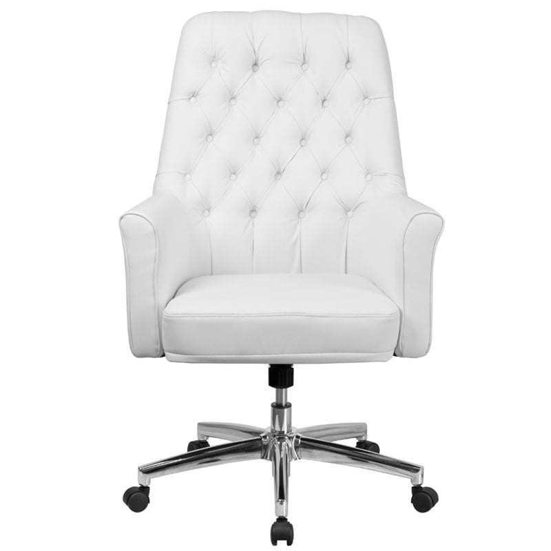 Flash Furniture Faux Leather Mid Back Swivel Office Chair in White