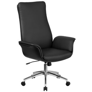 flash furniture leather executive swivel chair in black with flared arms