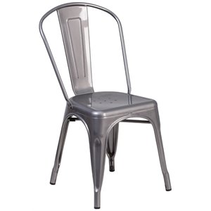 flash furniture metal stackable dining chair in gray