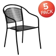 Flash Furniture Stackable Steel Round Back Patio Dining Side Chair in Black