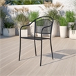 Flash Furniture Stackable Steel Round Back Patio Dining Side Chair in Black