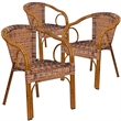 Flash Furniture Cadiz Rattan Patio Dining Arm Chair in Burning Brown (Set of 3)
