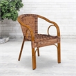 Flash Furniture Cadiz Rattan Patio Dining Arm Chair in Burning Brown (Set of 3)
