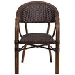 Flash Furniture Milano Rattan Patio Dining Arm Chair in Dark Brown (Set of 3)