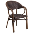 Flash Furniture Milano Rattan Patio Dining Arm Chair in Dark Brown (Set of 3)