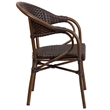 Flash Furniture Milano Rattan Patio Dining Arm Chair in Dark Brown (Set of 3)
