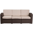 Flash Furniture Wicker Patio Sofa in Chocolate Brown and Beige