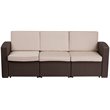 Flash Furniture Wicker Patio Sofa in Chocolate Brown and Beige