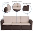 Flash Furniture Wicker Patio Sofa in Chocolate Brown and Beige