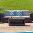 Flash Furniture Wicker Patio Coffee Table in Chocolate Brown