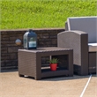 Flash Furniture Wicker Patio End Table in Chocolate Brown
