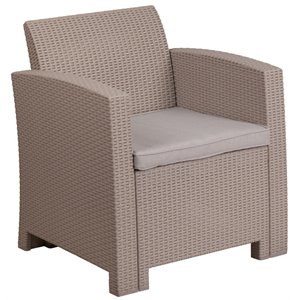 flash furniture contemporary plastic wicker rattan patio arm chair
