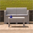 Flash Furniture Wicker Patio Loveseat in Light Gray
