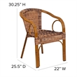 Flash Furniture Rattan Chair Aluminum Frame Dark Red Bamboo