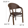 Flash Furniture Milano Rattan Patio Dining Arm Chair in Cafe Brown