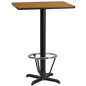 flash furniture laminate top x-base restaurant bar table in natural and black with foot ring
