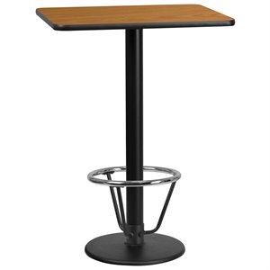 flash furniture laminate top round base restaurant bar table in natural and black with foot ring