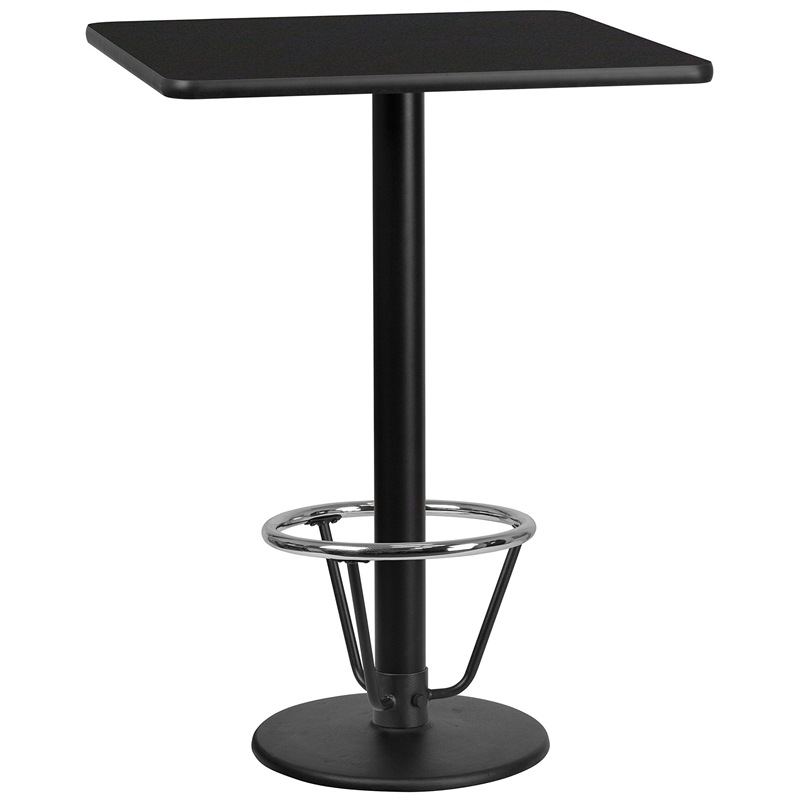 Flash Furniture 30Sq Laminate Table-Rd Base In Black