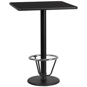 flash furniture contemporary laminate top round base restaurant bar table in black with foot ring