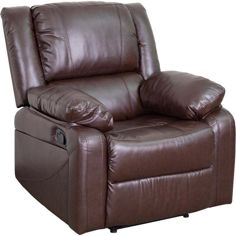 Flash Furniture Harmony 3 Piece Leather Reclining Sofa Set in Brown