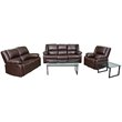 Flash Furniture Harmony 3 Piece Leather Reclining Sofa Set in Brown