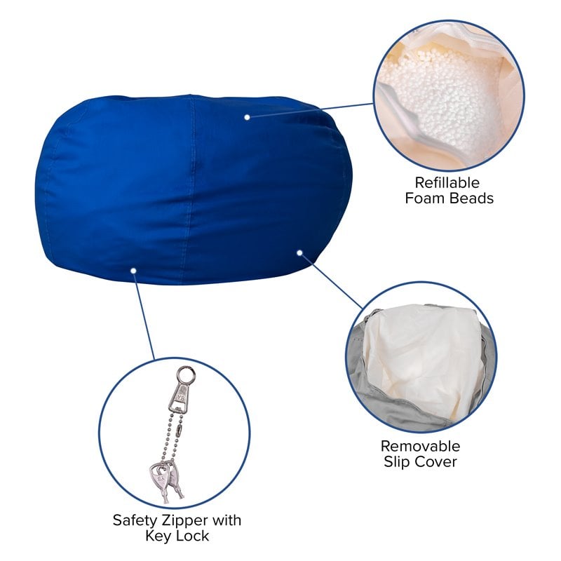 Flash Furniture Oversized Bean Bag Chair in Royal Blue
