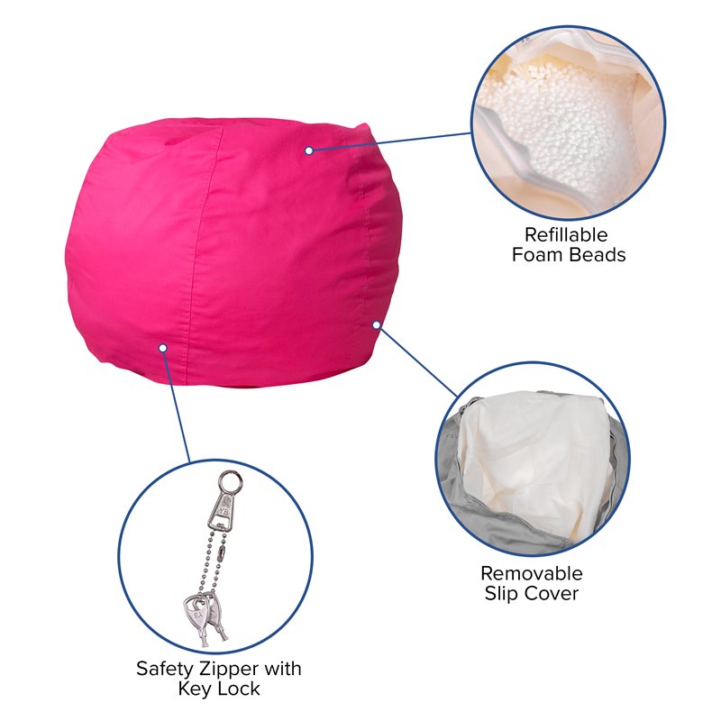 Flash Furniture Small Kids Bean Bag Chair in Hot Pink