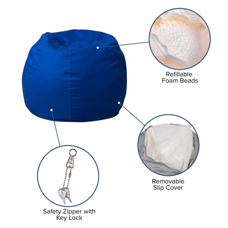 Flash Furniture Small Bean Bag Chair in Royal Blue
