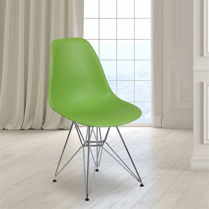 Flash Furniture Elon Series Plastic Chair With Chrome Base In Gray
