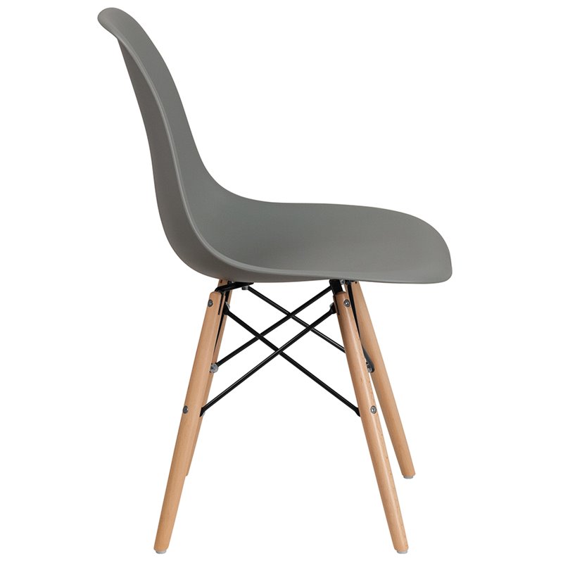 Flash Furniture Elon Plastic Accent Chair with Wood Base in Gray