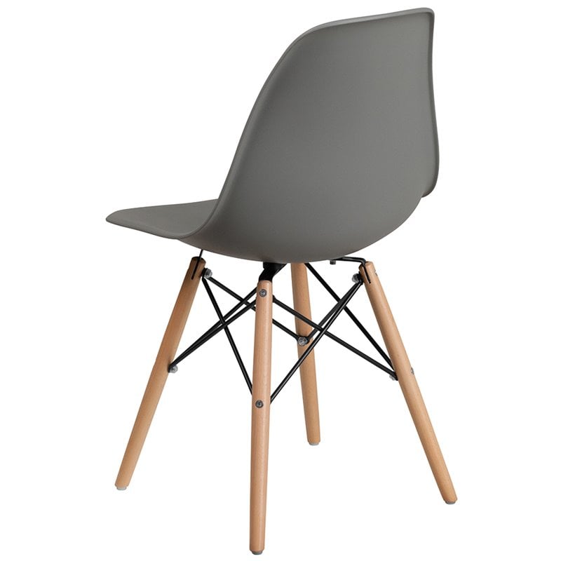 Flash Furniture Elon Plastic Accent Chair with Wood Base in Gray