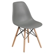 Flash Furniture Elon Plastic Accent Chair with Wood Base in Gray