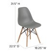 Flash Furniture Elon Plastic Accent Chair with Wood Base in Gray