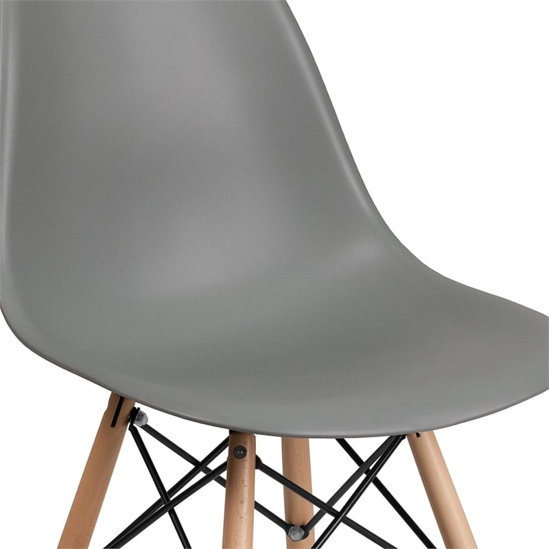 Flash Furniture Elon Plastic Accent Chair with Wood Base in Gray