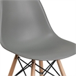 Flash Furniture Elon Plastic Accent Chair with Wood Base in Gray