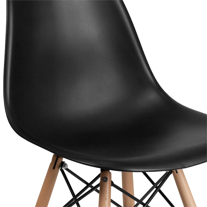 Flash Furniture Elon Plastic Accent Chair with Wood Base in Navy