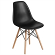 Flash Furniture Elon Plastic Accent Chair with Wood Base in Navy