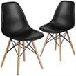 Flash Furniture Elon Plastic Accent Chair with Wood Base in Navy